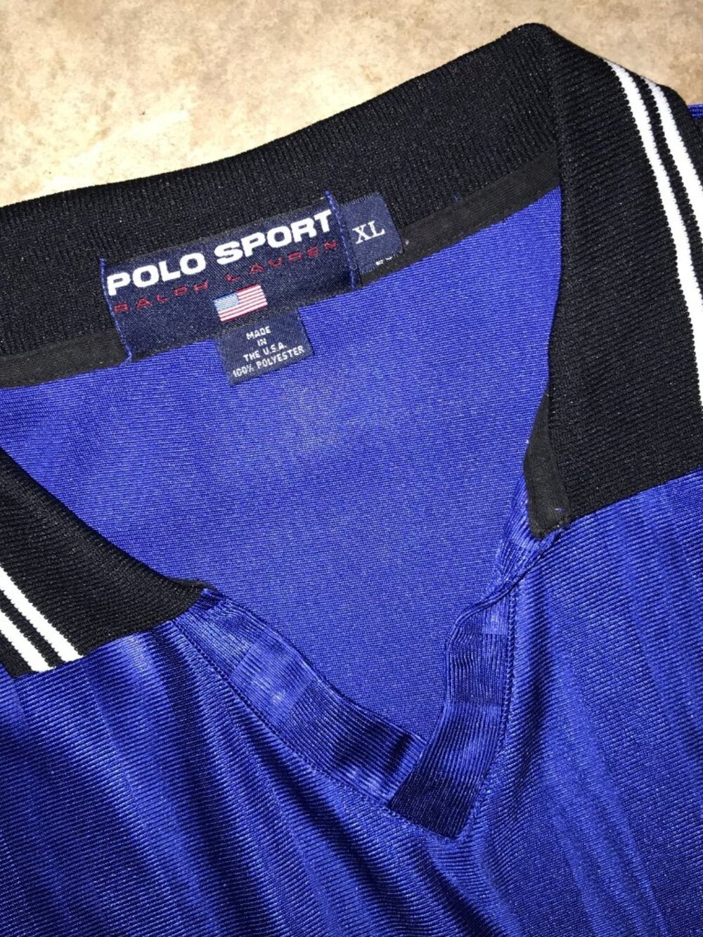Men's Vintage Polo Sport Ralph Lauren Distressed Jersey Polo Shirt-Size XL - Picture 7 of 16